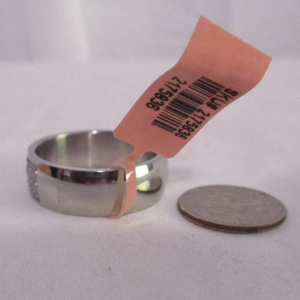 Austrian White Crystal Ring Single Row Band Stainless Steel Size 12
